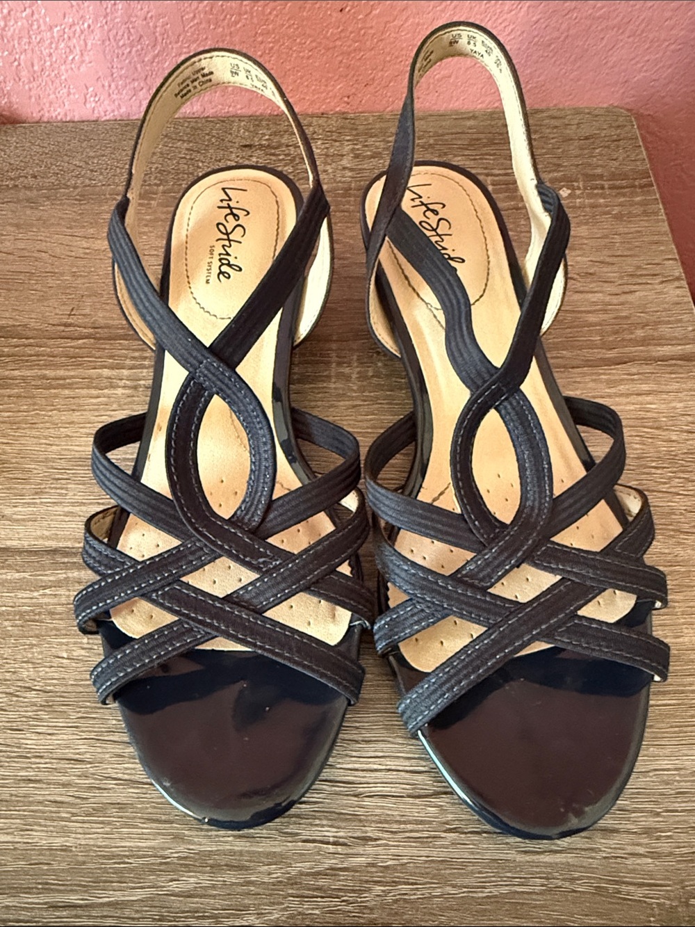 Life Stride Women’s Dark Brown Strappy Slingback Heels
